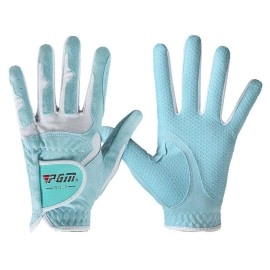 PGM Womens Golf Glove One Pair, Improved Grip System, Cool and Comfortable (Blue, XL)