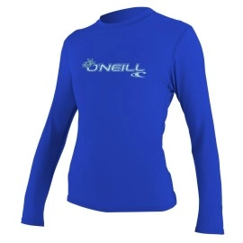 O'Neill Women's Basic Skins Upf 50+ Long Sleeve Sun Shirt, Tahitian Blue, Large