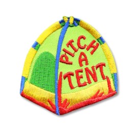 PITCH A TENT Iron On Patch Scouts Girl Boy Cub Camping Camp Campers Tents