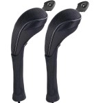 Andux 2 Pack Long Neck Golf Hybrid Club Head Covers Dial No. Tag CTMT-01 Black