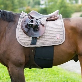 HORZE Elastic Protective Belly Guard Anti-Rub and Anti-Chafe Girth Band for Horses - Black - Horse