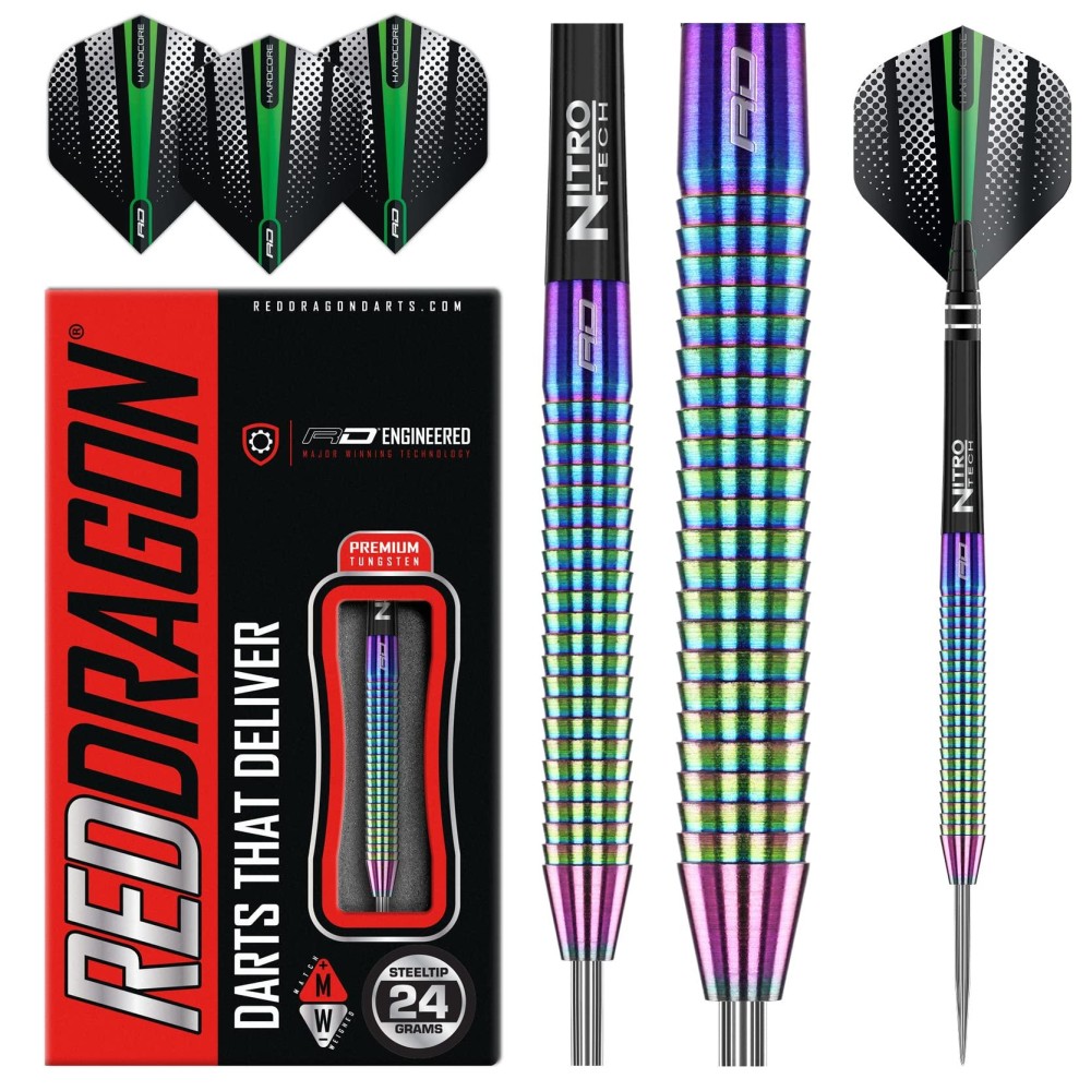 Red Dragon Razor Edge Spectron: 24g - Tungsten Darts Set with Flights and Stems
