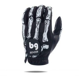BG Bender Golf Glove Wear On Left (Black Bones, Mens Small)