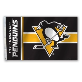 NHL Pittsburgh Penguins 3' x 5' Flag with Grommets, Black,