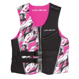 Airhead Womens Camo Cool Neolite Flex Kwik-Dry Life Jacket, US Coast Guard Approved Pink Small