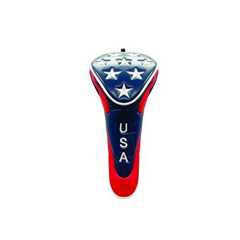 USA Golf Head Cover with Stars (Zipper Closure) - Available in Driver, Fairway and Hybrid (Each Sold Separately) (Hybrid)