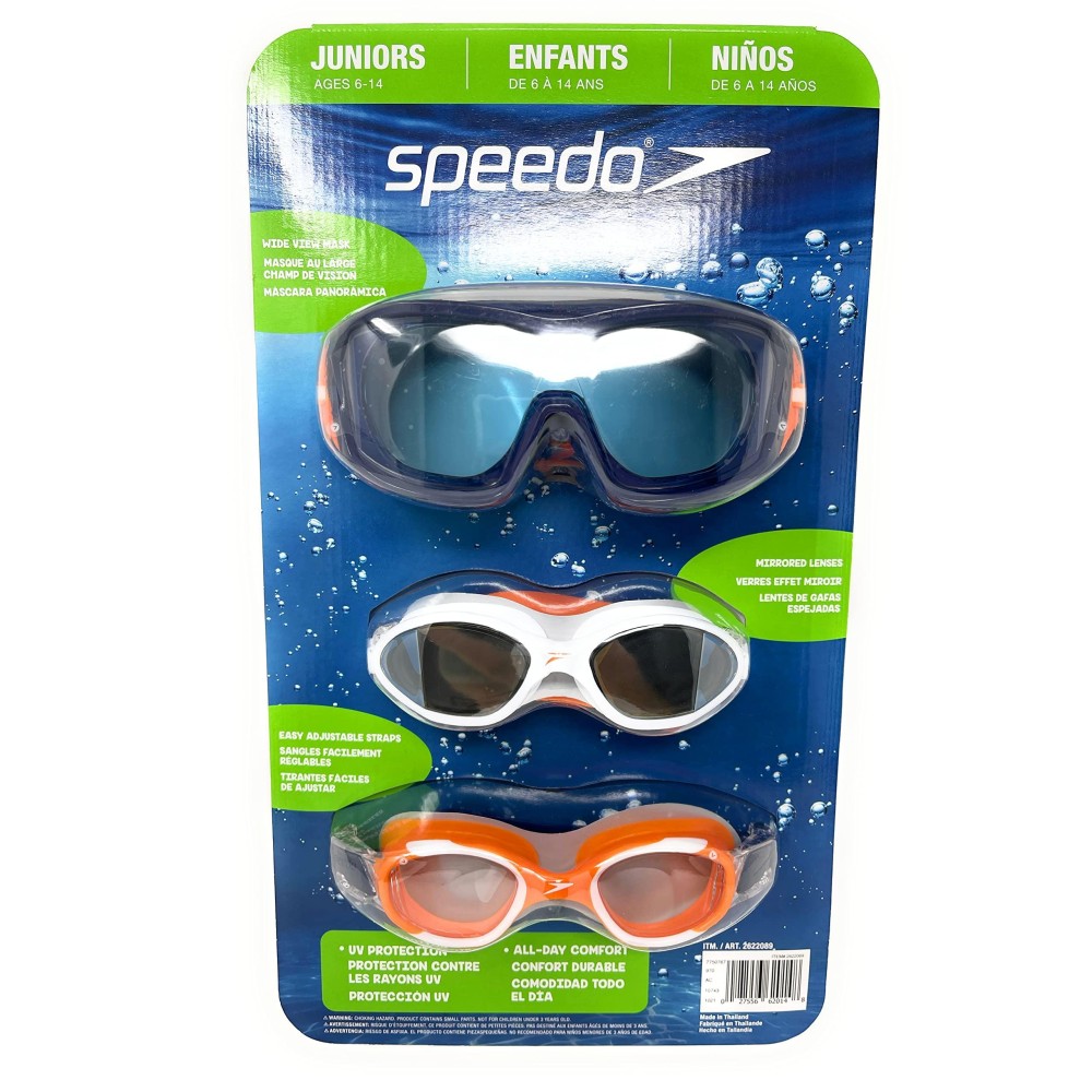 Speedo Junior Swim Goggles 3-Pack, Multi-Color & Shape - Variety Pack