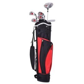 Costzon Junior Kids Golf Club Set 6 Piece Wood Iron Putter w/Stand Bag Ages 11-13 Sports (Red)