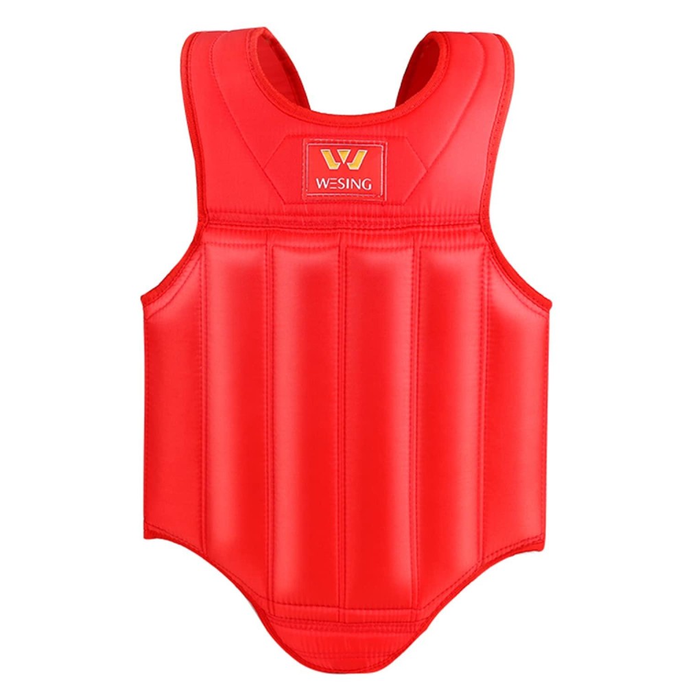 Wesing Martial Arts Muay Thai Boxing Chest Protector MMA Sanda Chest Guard (Red, S)