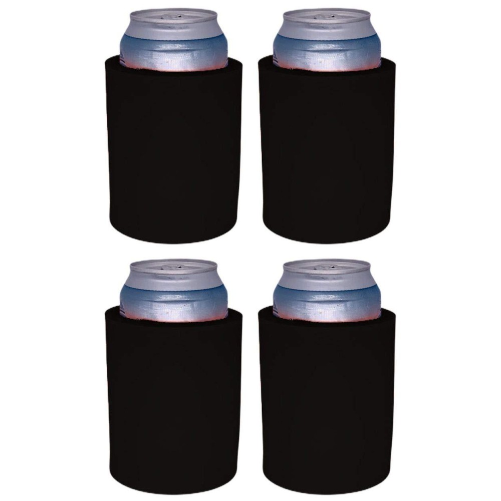 Blank Thick Foam Old School Can Cooler (4 Pack, Black)
