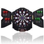 Goplus Professional Electronic Dart Board Cabinet Set Dartboard Game Room LED Display w/ 12 Darts (Black)