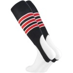 TCK Striped Baseball Stirrups Pattern D (Black/White/Scarlet, Large)