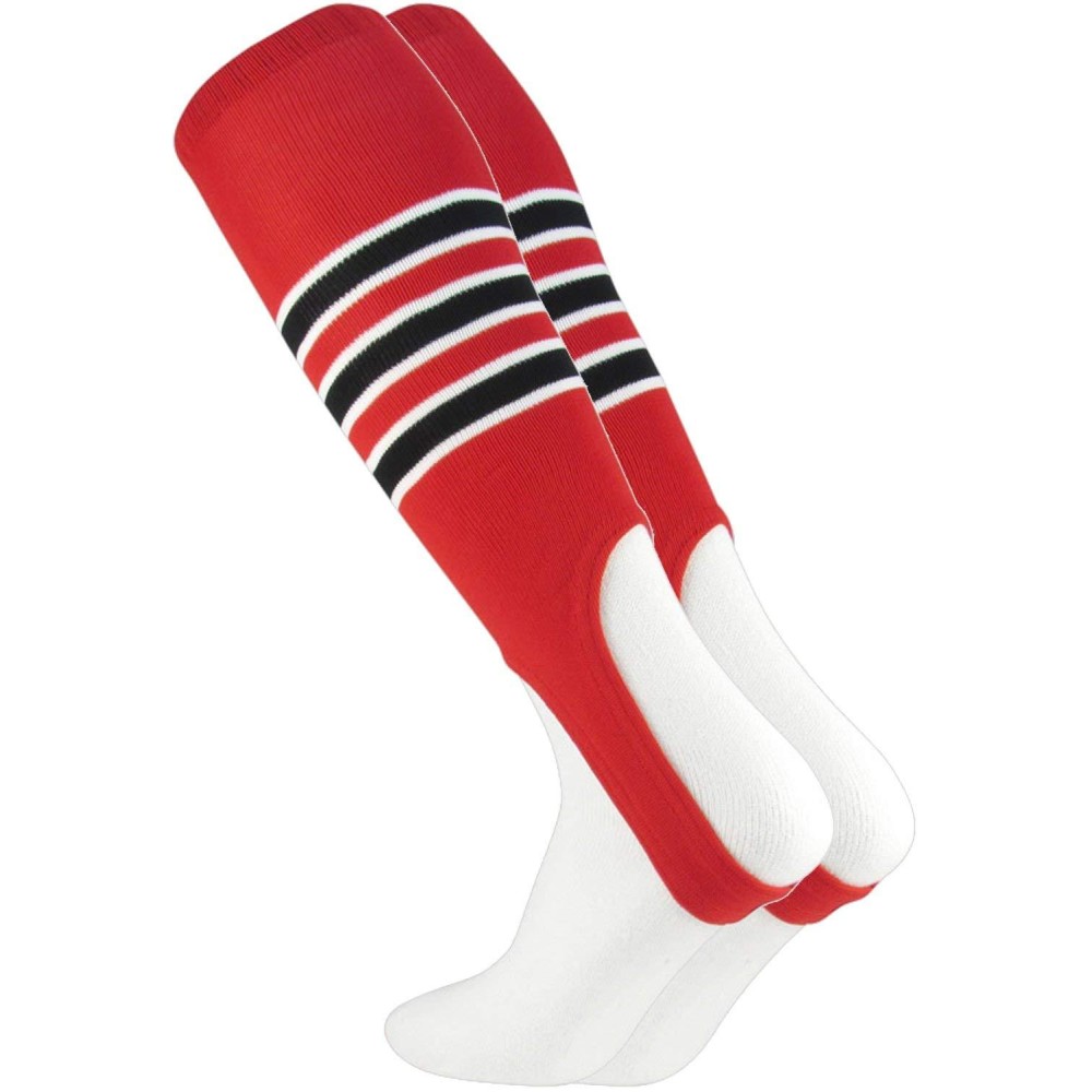 TCK Striped Baseball Stirrups Pattern D (Scarlet/White/Black, Large)