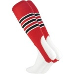 TCK Striped Baseball Stirrups Pattern D (Scarlet/White/Black, Large)