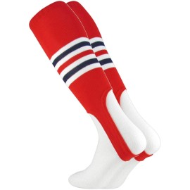 TCK Striped Baseball Stirrups Pattern I (Scarlet/White/Navy, Large)