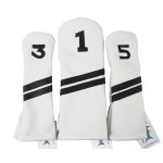 Sunfish Leather Golf Headcover Set 1-3-5 Driver 3 Wood 5 Wood Fairway White and Black !