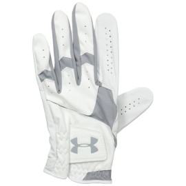 Under Armour Mens CoolSwitch Golf Glove, White (106)/Steel, Left Hand Medium/Large