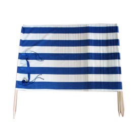 13 ft Beach Windscreen Privacy Windbreak with a Bag and Mallet Made in Europe (Blue/White Stripes)