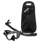 SEAC Frameless Scuba Snorkeling Freediving Mask Dry Snorkel Set, Black