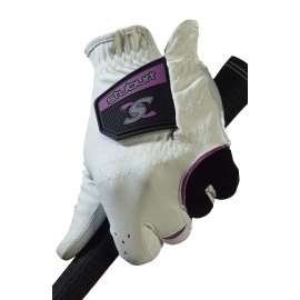Stuburt Womens STGLV09 Urban All Weather Golf Glove with Cabretta & Synthetic Leather, White/Black Left Hand Small