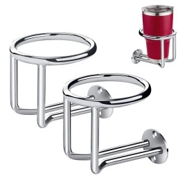 2 PCS Boat Ring Cup Holder Stainless Steel Ringlike Drink Holder for Marine Yacht