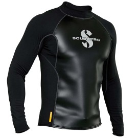 SCUBAPRO Men's Hybrid Thermal Diving Top, Long-Sleeve, Large, Black