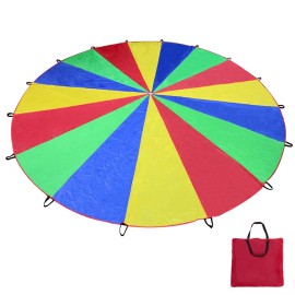 Voilamart Parachute 20 Foot Play Parachute for Kids Children Rainbow Parachute Kids Parachute with 16 Handles Zipped Carry Bag for Outdoor Cooperative Group Play