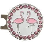 Giggle Golf Bling Golf Ball Marker with A Standard Magnetic Hat Clip Great Gift for Women (Flamingos)