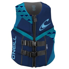 O'Neill Wetsuits Women's Reactor USCG Life Vest, Navy/River/Turquoise, 8