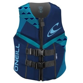 O'Neill Wetsuits Women's Reactor USCG Life Vest, Navy/River/Turquoise, 8