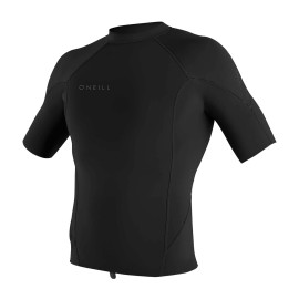O'Neill Wetsuits Men's Reactor-2 1mm Short Sleeve Top, Black, Large