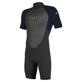 ONeill Wetsuits Youth Reactor-2 2mm Back Zip Short Sleeve Spring Wetsuit, Black/Slate, 8