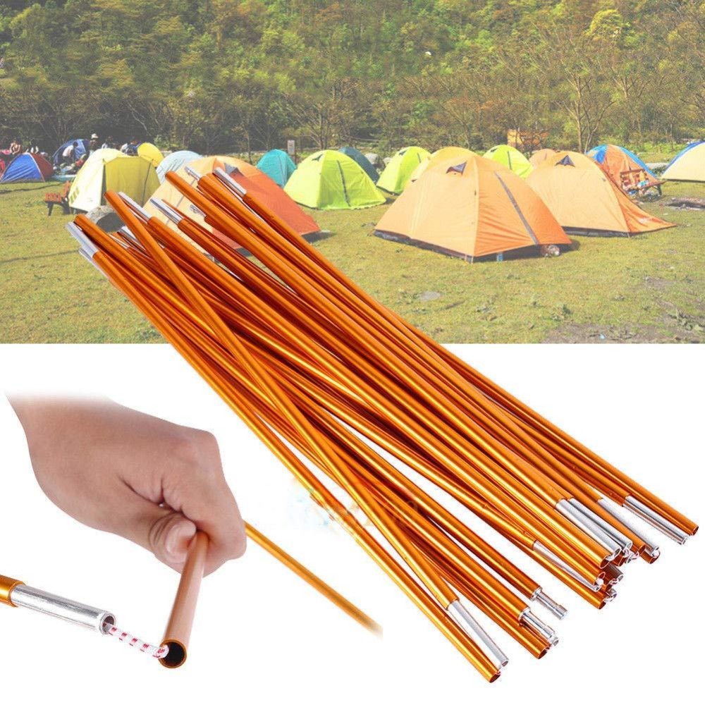 Tent Poles Replacement, 2Pcs/Lot Lightweight Tent Pole Repair Kit 12 Sections Aluminum Alloy 8.5mm 4.42m Tent Poles for Outdoor Camping Hiking Travel, Golden Yellow(174inch)