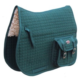 CHALLENGER Horse English Quilted Fleece All-Purpose Saddle Pad with Pockets Green 7290