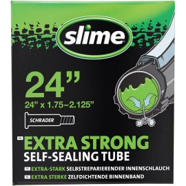 Slime - 24 x 1.75-2.125 Inch Non Toxic Eco Friendly Self Sealing Bicycle Inner Tube with a Schrader (Car Style) Valve for 24 Inch Wheels