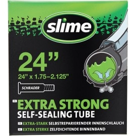 Slime - 24 x 1.75-2.125 Inch Non Toxic Eco Friendly Self Sealing Bicycle Inner Tube with a Schrader (Car Style) Valve for 24 Inch Wheels