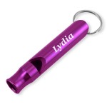 Dimension 9 Laser Engraved Anodized Lydia Metal Safety/Survival Whistle with Key Chain