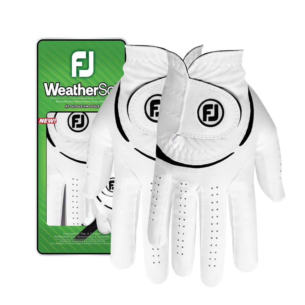 FootJoy Womens WeatherSof Pair Golf Gloves, White, Small