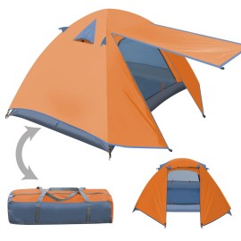 BenefitUSA Portable Hiking Backpacking Tent 1-2 Person Double Layer Outdoor Waterproof Camping Tent (Orange)