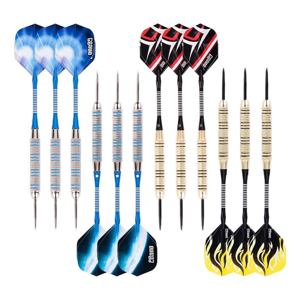 ONE80 Steel Tip Darts Set, 18 Grams, 12 Pack Steel Barrel, with Extra Flights and Shafts