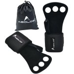 AEOLOS Gymnastics Hand Grips/Gloves with Wrist Wrap Support -Perfect for WODs,Pull up,Power Weight Lifting,Kettlebells and Gym Workout (Black)