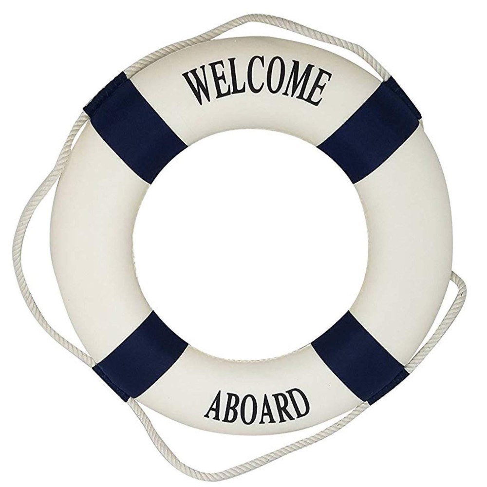 Basic Fundamentals Welcome Aboard - Nautical Decorative Life Ring Buoy - Home Wall Decor - Nautical Decor - Beach House-Decorative Life Ring Preserver (20x3.5x20) Perfect Nautical Size