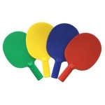 Plastic Ping Pong Paddles - Complete Set of 4 Durable Multi-Color, Blue, Red, Green, Yellow Paddles for Kids or Outdoor Tables at Camp, Vacation, Rec Centers. Textured for Easy Grip and Light Spin.