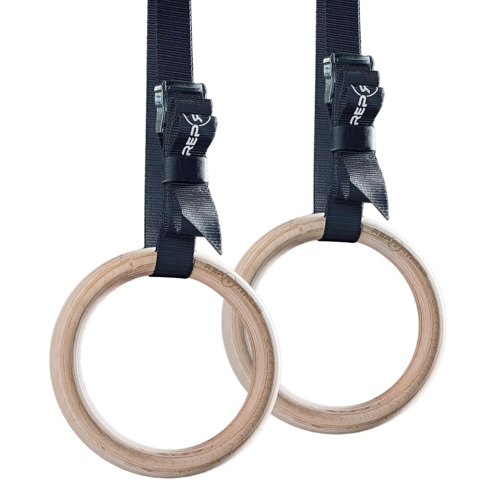 Rep Wood 7.5 Gymnastic Rings with Short Numbered Straps - Perfect for Cross-Training Workouts, Gymnastics and Conditioning - 1.25 inch FIG Specs