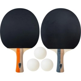 Sunflex Pong Table Tennis Set - Includes Two Table Tennis Rackets and Three 40+ Plastic Balls - Complete Ping Pong Set - for Learning Advanced Table Tennis - 2 Player Set, Orange