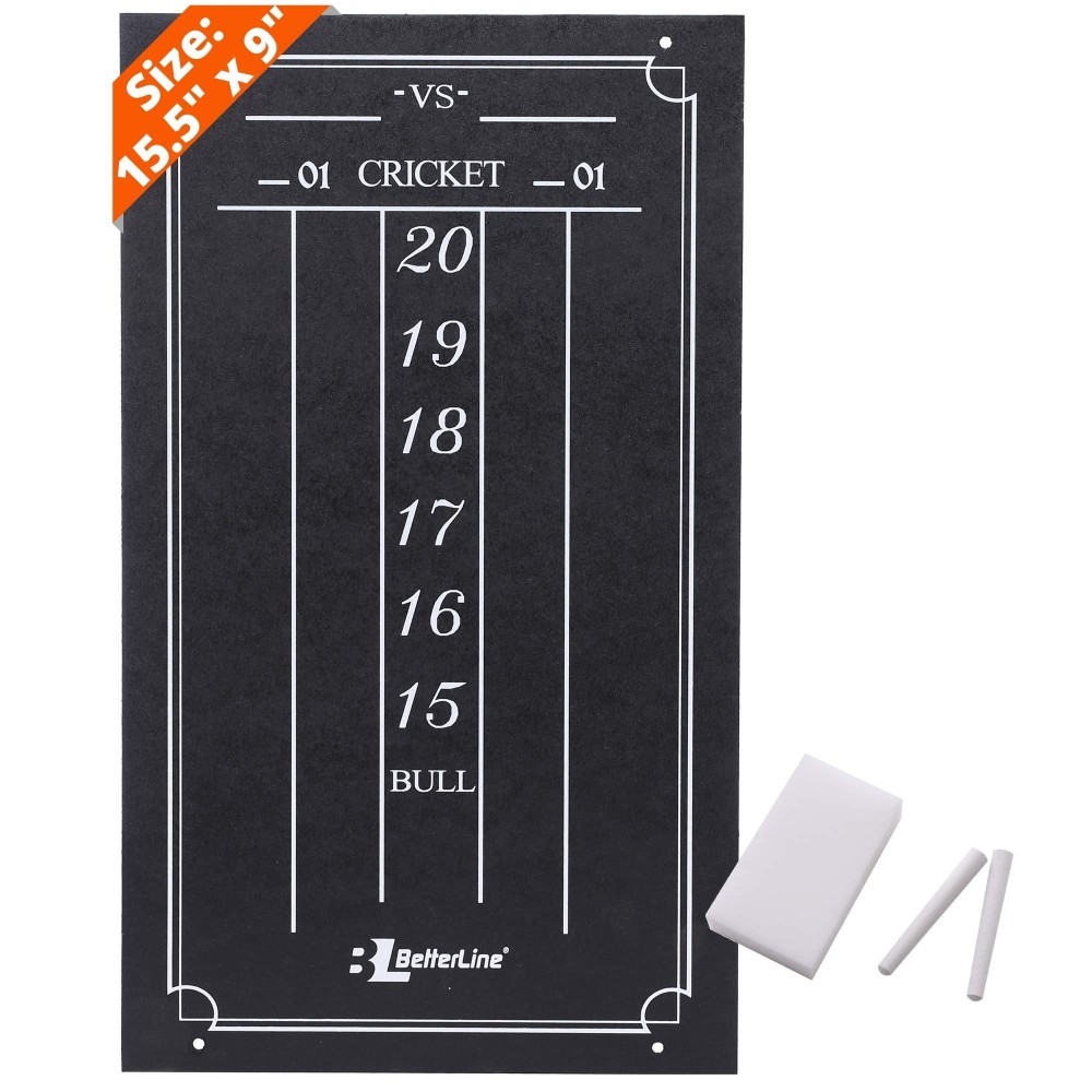 BETTERLINE Large Professional Scoreboard Chalkboard for Cricket and 01 Darts Games - 15.5