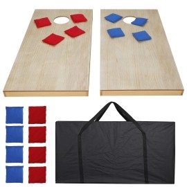 BBBuy 3 ft x 2 ft Portable Cornhole Set, Regulation Size Cornhole Board, 8 Bean Bags and Carrying Case, Cornhole Outdoor Game Toss Board for Adult Outdoor Activities