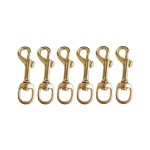 Yundxi Solid Brass Single Ended Swivel Eye Bolt Snap Hook Spring Loaded Dog Clip Buckle for Straps Bags Belting Outdoors Tents (6 Pieces)