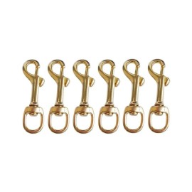 Yundxi Solid Brass Single Ended Swivel Eye Bolt Snap Hook Spring Loaded Dog Clip Buckle for Straps Bags Belting Outdoors Tents (6 Pieces)