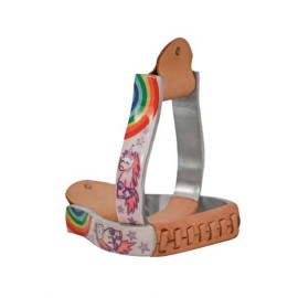 Showman Aluminum Child's Youth Hand Painted Pony Rainbow Barrel Racing Stirrups